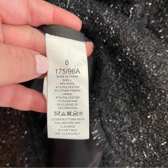 Kate Spade Tinsel Tweed Black Fringe Double Breasted Blazer NWOT - Picture 11 of 12